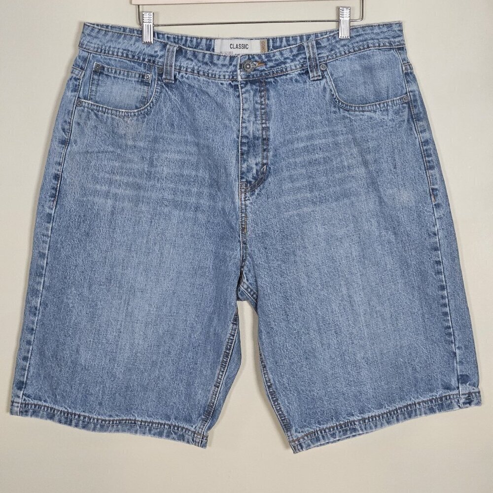 Bongo Shorts Mens 38 Blue Classic Fit 12" Inseam Jorts CottonDenim M1501003 VTG